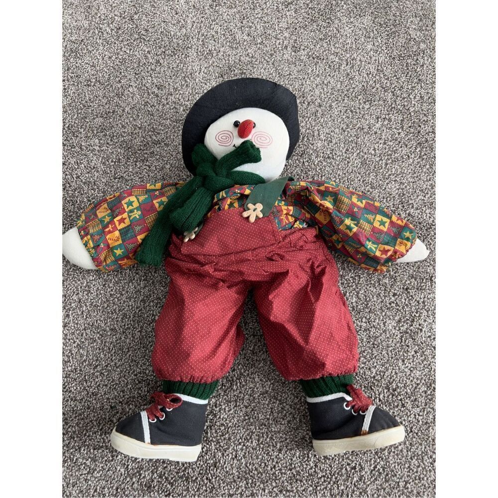Vintage stuffed snowman shelf sitter